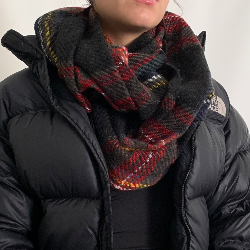 Red Tartan Plaid Knit Infinity Scarf